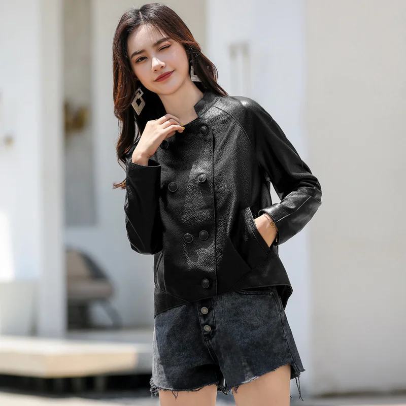 

2023 New 100% Sheepskin Leather Women's Coats Genuine Leather Jackets for Women Motorcycle Female Jacket Chaqueta Cuer