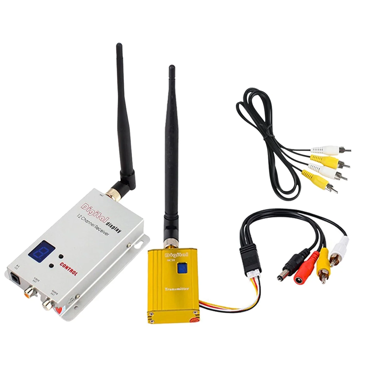 New 1.2G 1.3G 2W FPV VTX 8CH 2000mW+FPV 1.2G 1.3G VRX 12CH FPV Audio Video Transmitter Receiver for FPV Quadcopter RC Drone