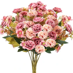 1PC Artificial Flowers European Small Clove Carnations Home Photography Christmas Decoration Handmade Wedding Diy Materials