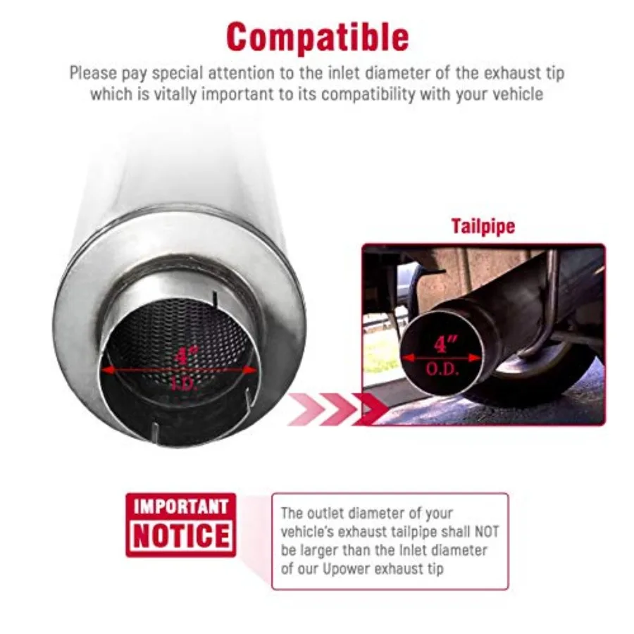 Knalpot Diesel 4 Inlet dengan Bodi 7 x 24 dan Panjang Keseluruhan 30, Dirancang untuk Performa Tinggi, Stainless Steel Straight Through