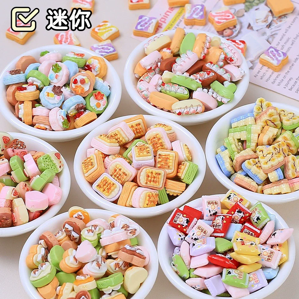 

10pcs/lot Biscuits Miniatures Resin Figure Cabochon Flatbacks Material Kawaii Accessories Scrapbooking Materials Crafts Diy