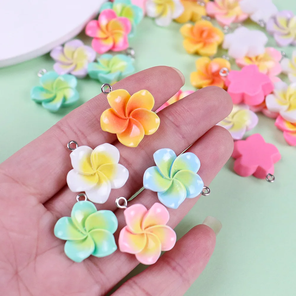 10Pcs/lot Kawaii Flower Resin Charms for Earring Bracelet Necklace Accessories DIY Pendant Jewelry Making Findings Crafts 23mm