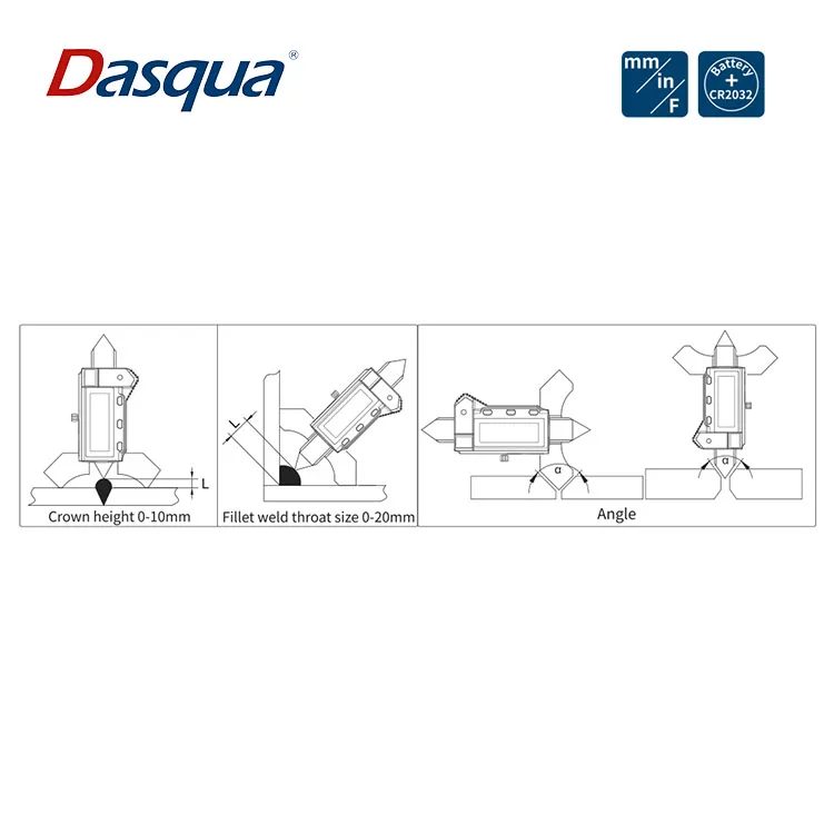 Dasqua Stainless Steel 0-10/0-20mm Digital Welding Gauge Weld Seam Gauge Measuring Tool