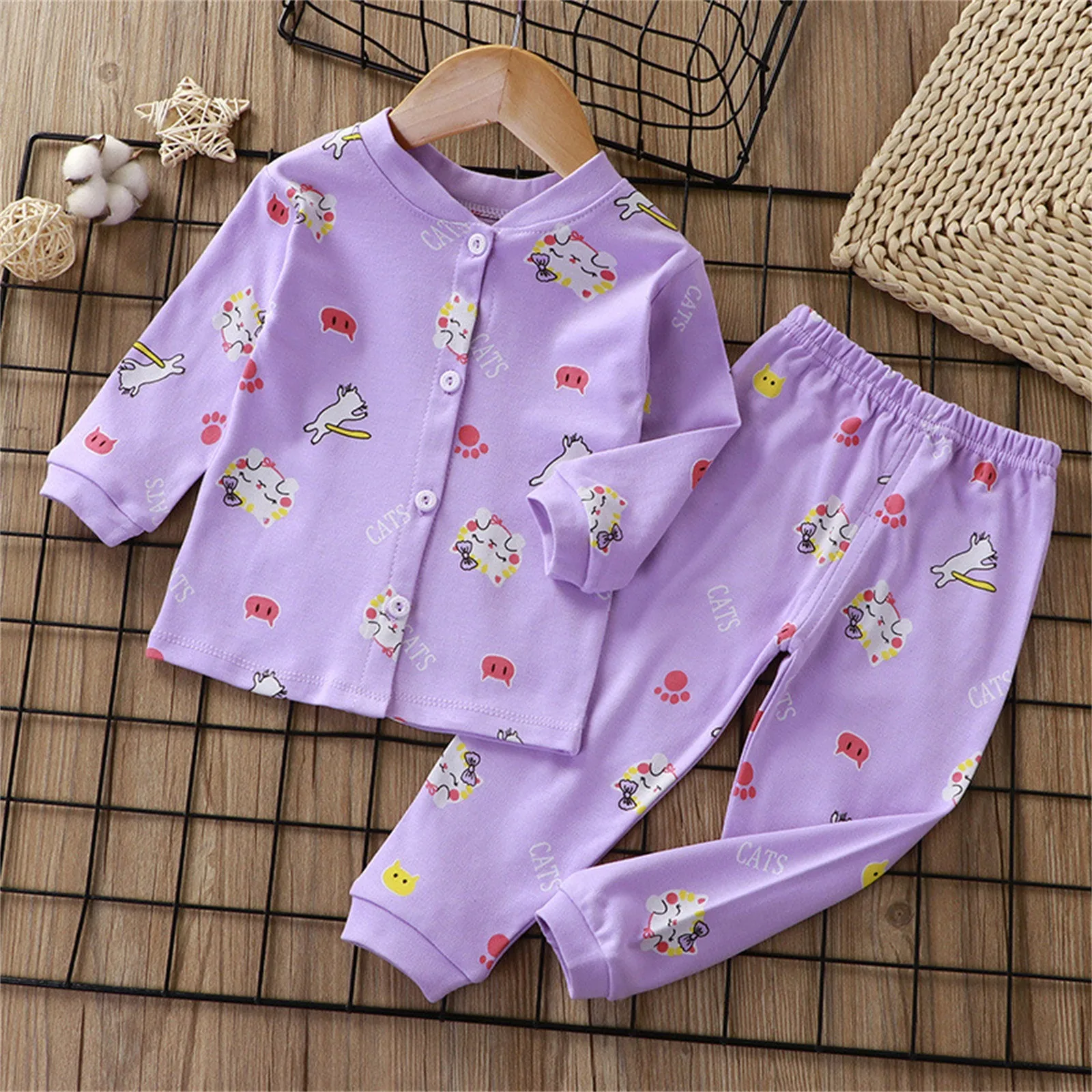

Spring Autumn Baby Pajamas Sets Kids Girls Boys Long Sleeve T Shirts Cartoon Cotton Soft Kids Sleepwear Pajamas Home Wear 1 2 3Y