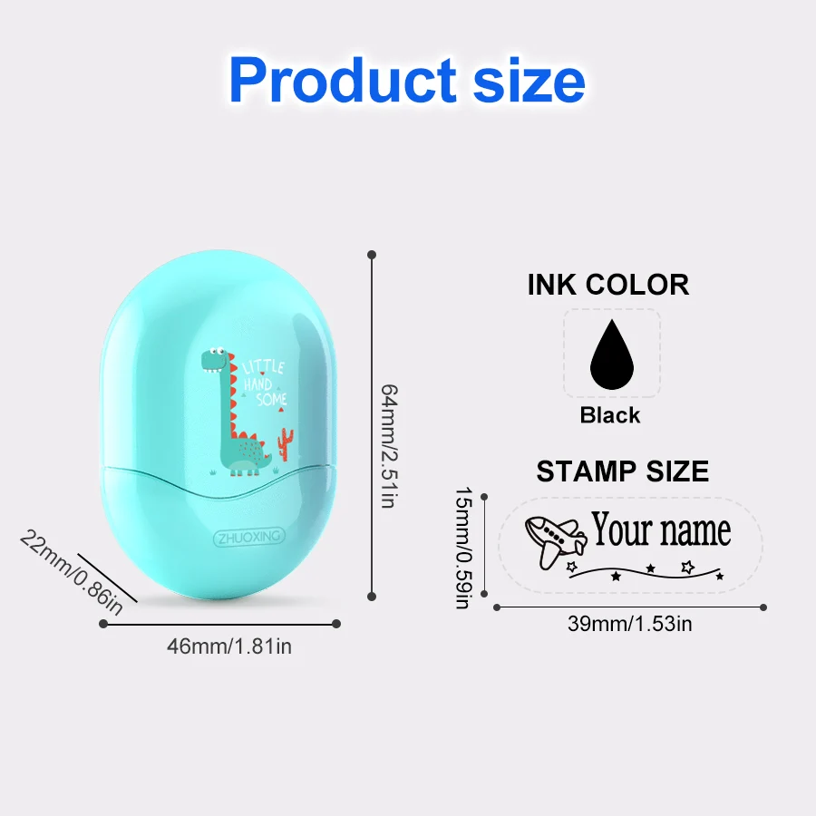 ختم اسم الطفل مصنوع يدويًا مخصص مع هدية - حبر قابل للغسل للملابس/الحفاضات واللوازم المدرسية، ختم شخصي آمن وغير سام #2