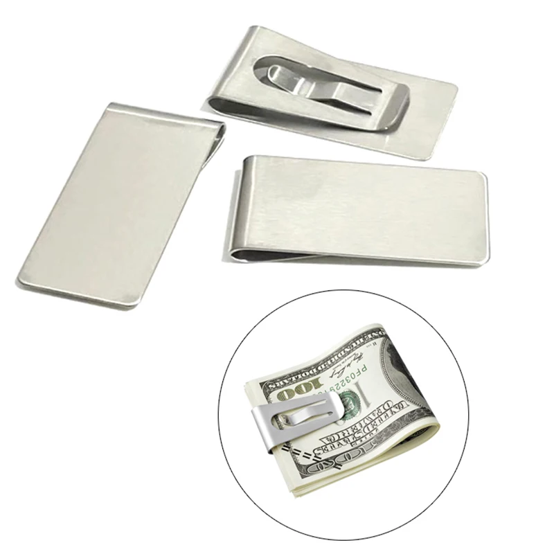 

NEW Money Clip Mens Stainless Steel Silver Cash Holder Male Mini Purse Metal Bill Clamp Slim Pocket ID Credit Card Folder 2024