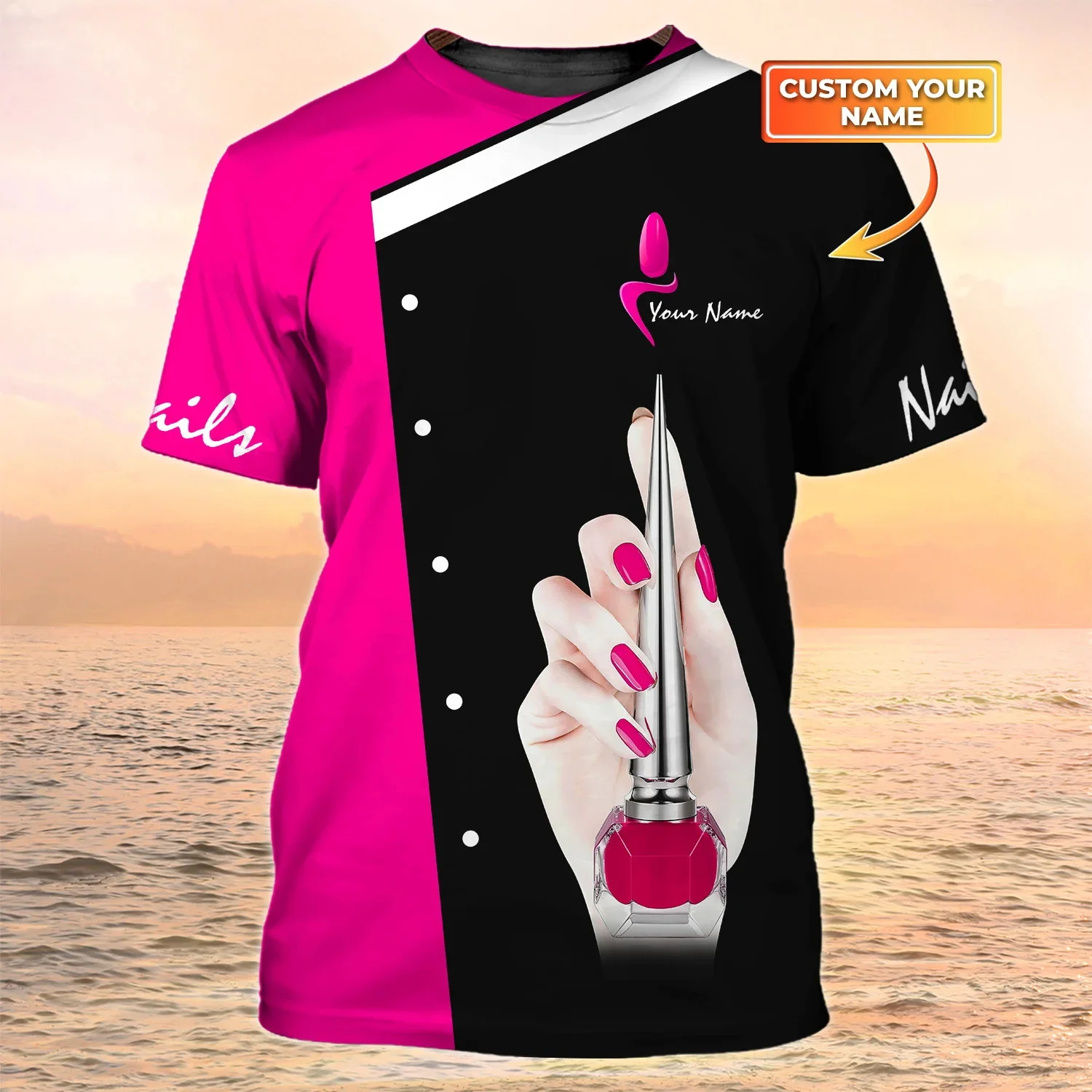 Newest Summer Fashion Men‘s T-shirt Nail Technician Personalized Name 3D Printed t shirt Unisex Casual Nails Shirt Uniform DW94