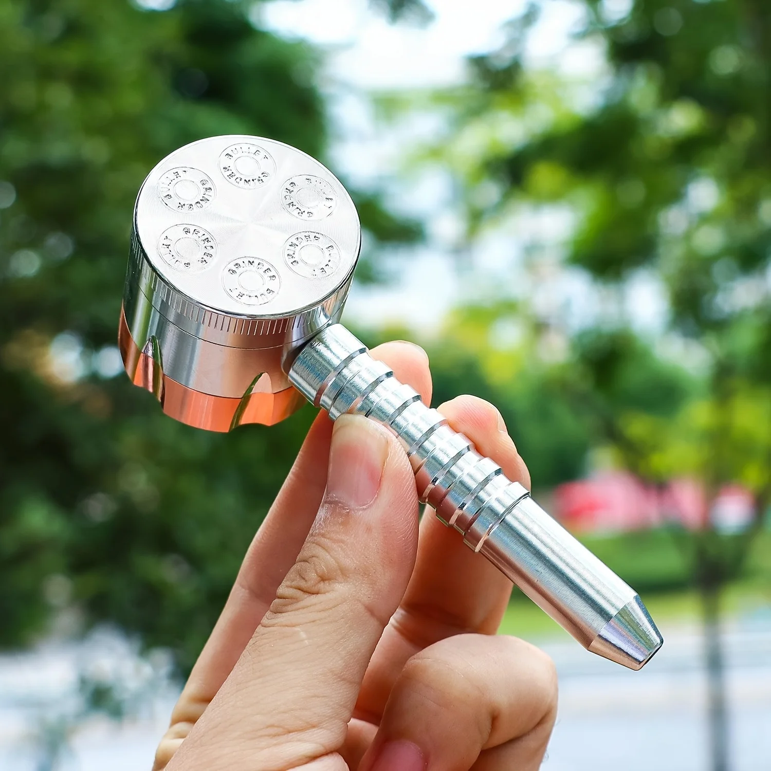 1Pc Premium Metal 6-Hole Pipe with Detachable Grinder for Maximum Smoking Enjoyment,Six Shooter Metal Pipe with Grinder