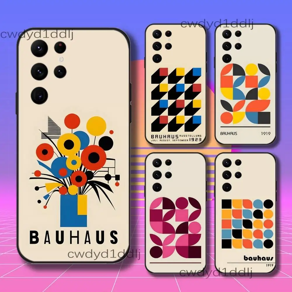 

G-Geometric Bauhaus Pattern Art Phone Case For Samsung S10,S21,FE,S21 ,S26,S25,S24,S23,Ultra,S9,S22,Plus Black Shell Cover
