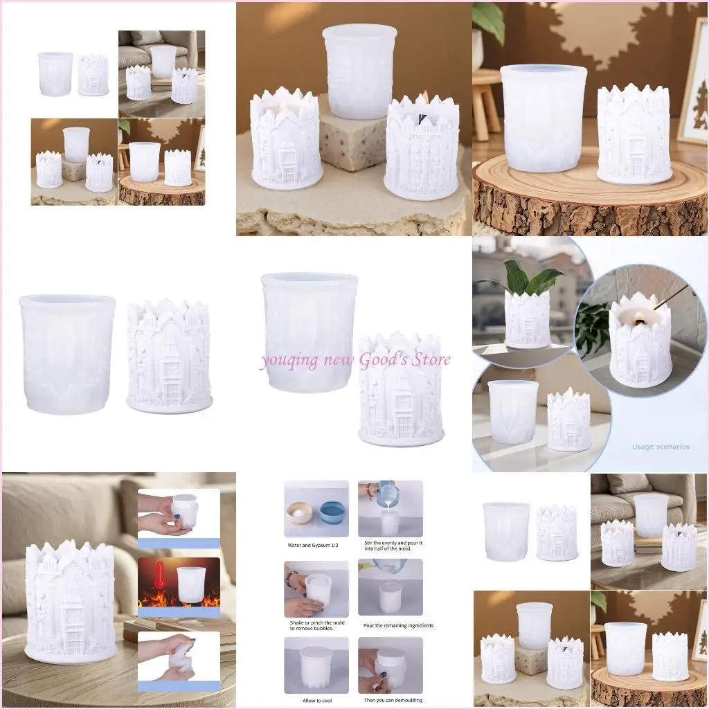 

57QA Многократная ремесленная силиконовая плесень Большая часовая башня