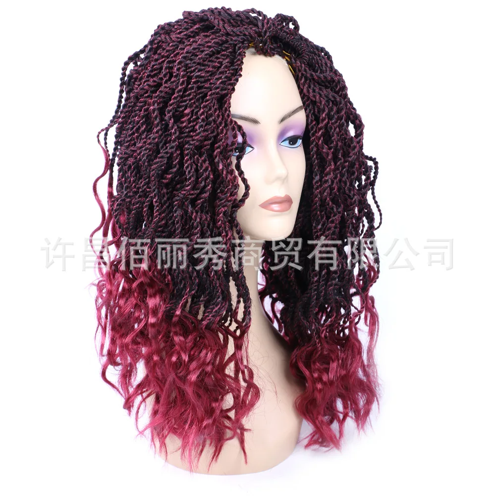 

Synthetic Braided Crochet Wig 14 Inch 80g Hand-Twisted Two-Strand Braids with Curly Top Loose Ends 35PCS, Cosplay Party Daily
