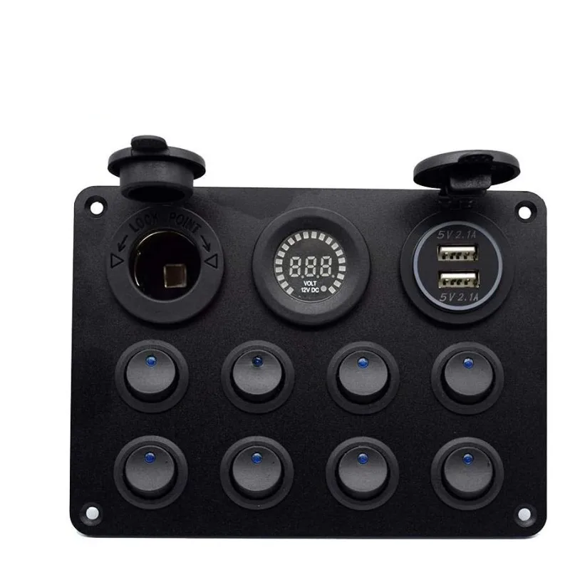 Carregador de carro com tela colorida DIY, carregador de interruptor basculante programável com iluminação RGB