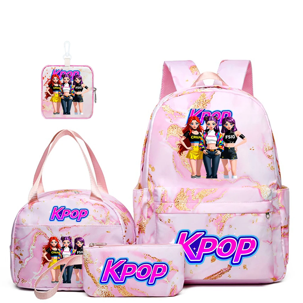 4点セット-k-popガールズグループ柄バックパックセット-k-popファンへの完璧な贈り物