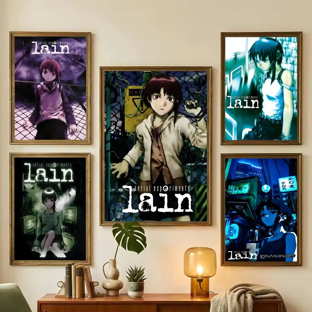 S-Serial E-Experiments l-lain Painting Calligraphy Stylish Canvas Poster Wall Art for Living Room Bedroom Office Home Decor