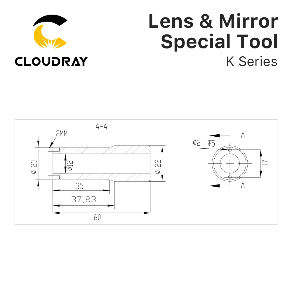 Insteekgereedschap voor het verwijderen van Cloudray-lens en spiegels Voor de K-serie Installeren van lensbuisborgmoer en reflectorspiegel