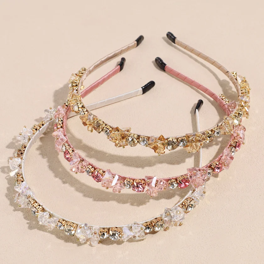 Kristallperlen-Haarreif für Damen, Handgefertigtes Strass-Haarband, Modisches Haarband, Funkelnder Haarreif, Haaraccessoires für den Alltag und Partys – Detail 15
