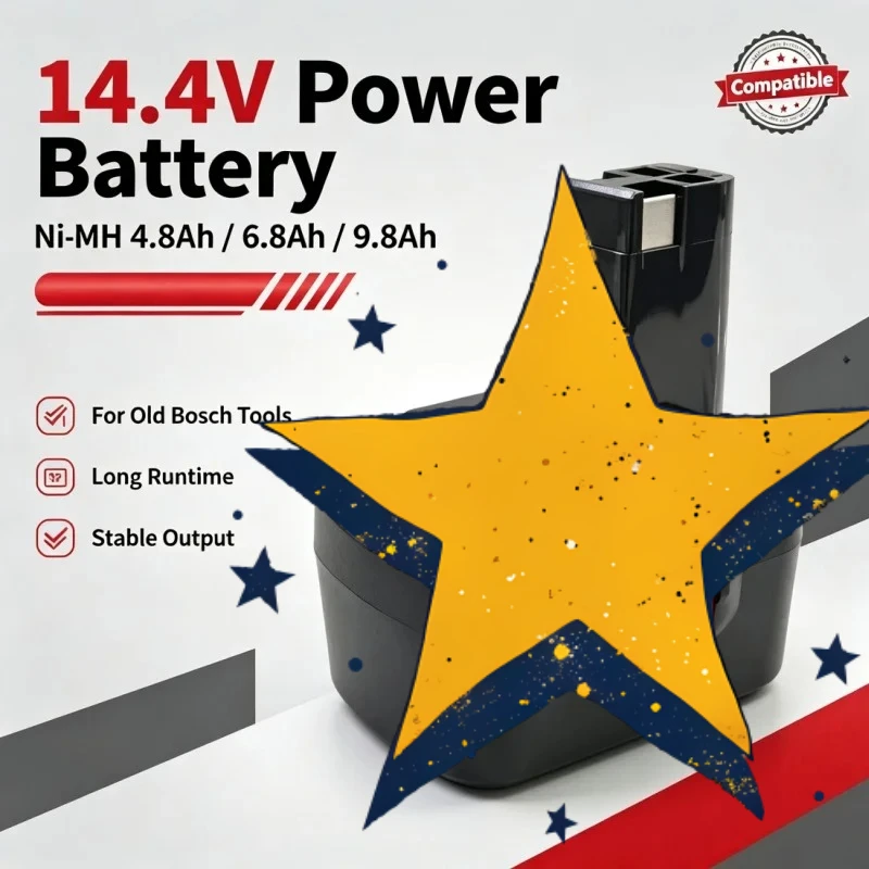 For BAT038 BAT140 PSR 14.4VE‑2 14.4V 4.8/6.8/9.8Ah Ni‑Cd Battery Reliable Performance Power Tool Spare Pack