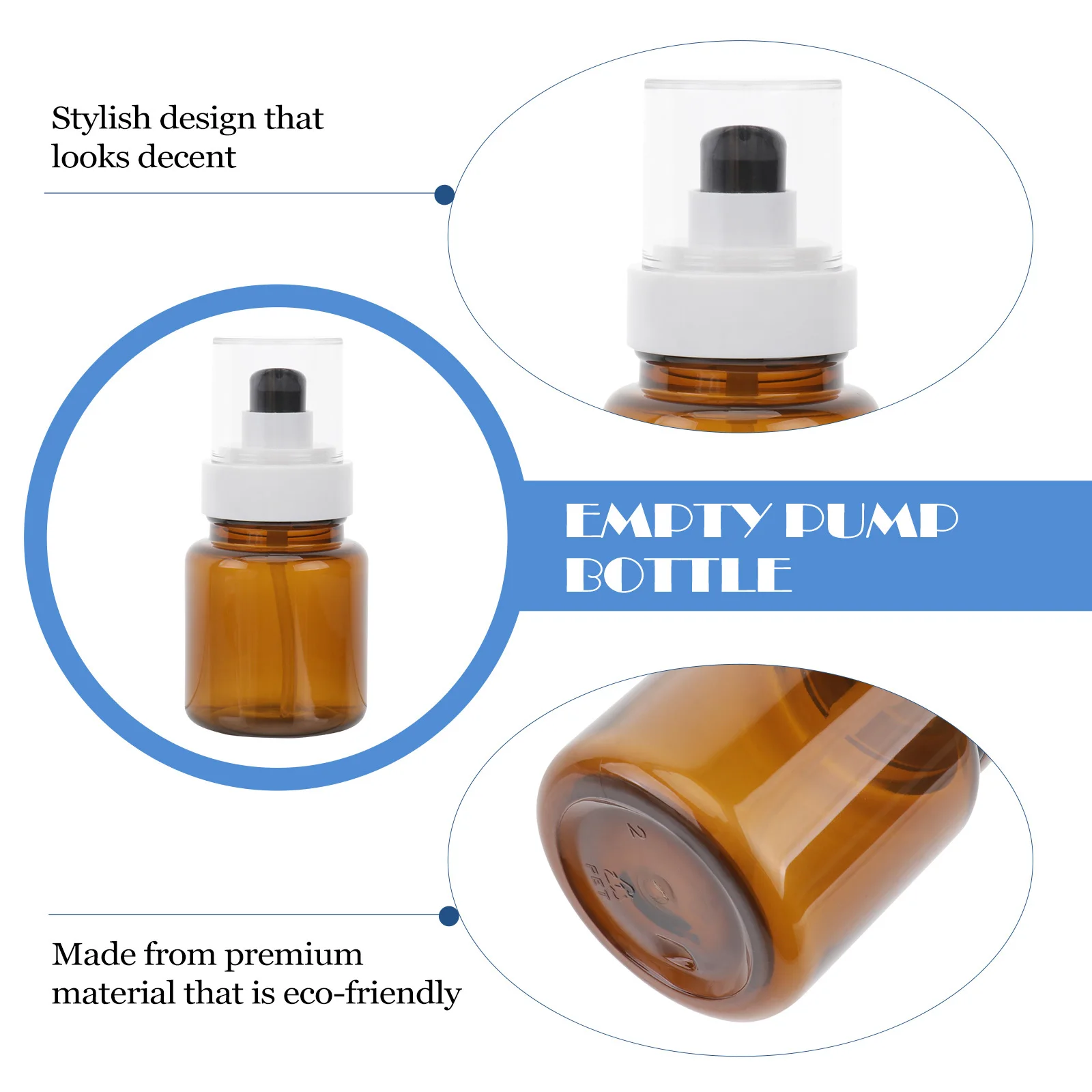 3pcs 60Ml 빈 펌프 병 갈색 휴대용 에센셜 오일 병 리필 용기 여행 크기 자외선 차단