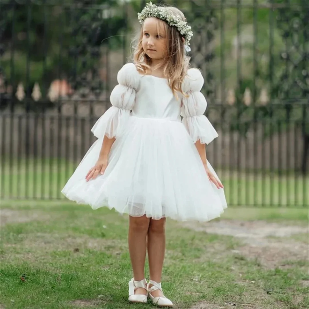 Tulle Blanc à Manches sulfavec Ceinture à Nministériels d, pour Mariage, ixd'Anniversaire, Sainte Communion, Banquet, Princesse