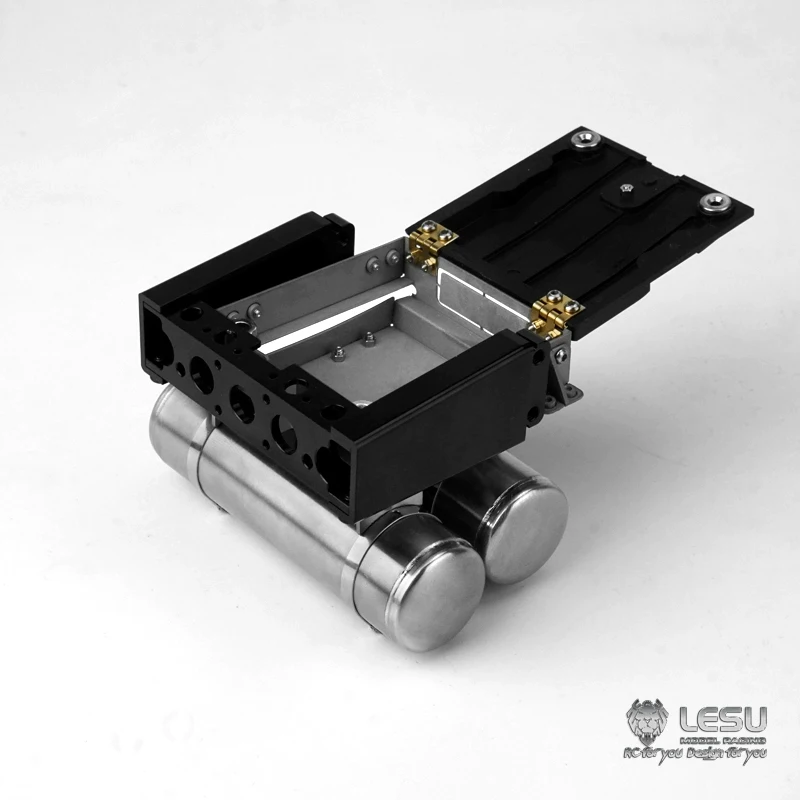 LESU Scatola batteria in metallo Serbatoio gas con supporto leggero Fascio di coda Set L-1027 per Tamiya 1/14 RC Modello di camion Giocattolo Parti di aggiornamento