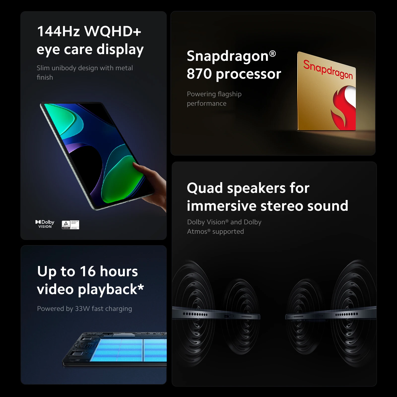 【World Premiere】Xiaomi Pad 6 Global Version 128GB/256GB Snapdragon 870 Processor 144Hz WQHD+ 8840mAh 33W Fast Charging Tablet