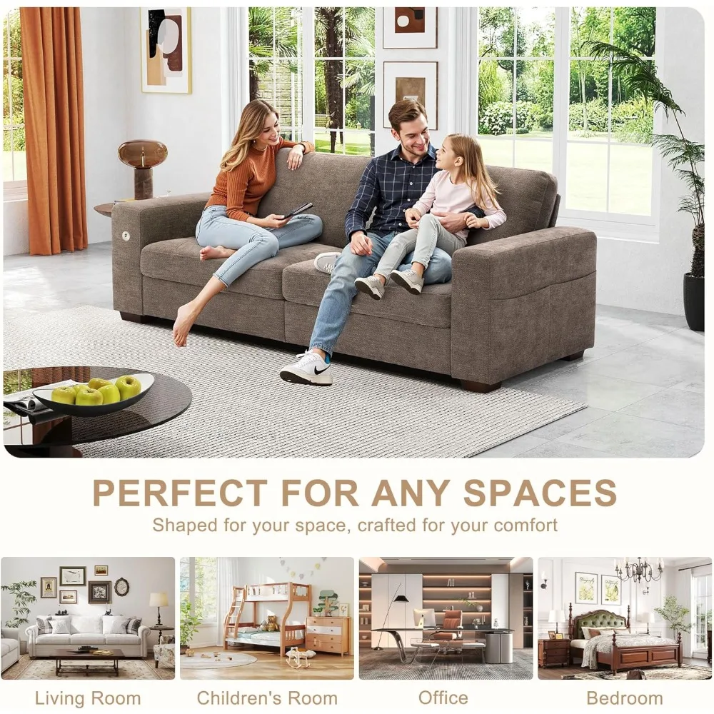 أريكة حديثة مقاس 89 بوصة لغرفة المعيشة، أريكة شانيل 3 مقاعد مع وسائد سميكة، منفذ USB/Type-C، غطاء قابل للإزالة #6