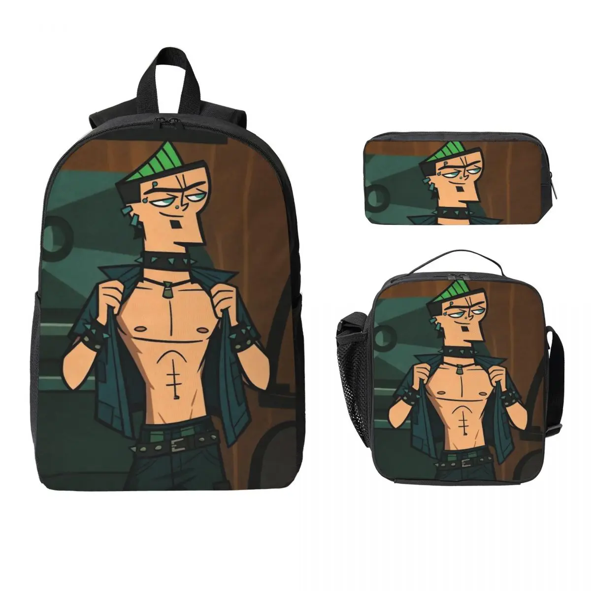 3Pcs Totals Dramas Accessories Backpack Set for Boy Girl Pen Bags Bookbag Sets with Lunch Box For School Students Daypack