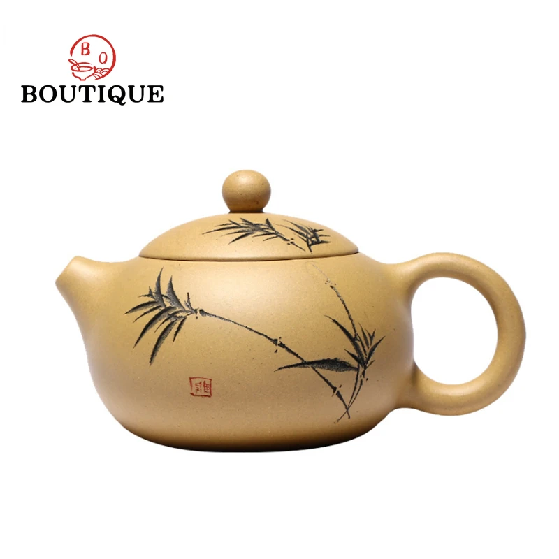 

180ml Yixing Purple Clay Xishi Teapots Handmade Engraving Tea Pot Raw ore Section Mud Kettle Chinese Teaware Customized Gifts