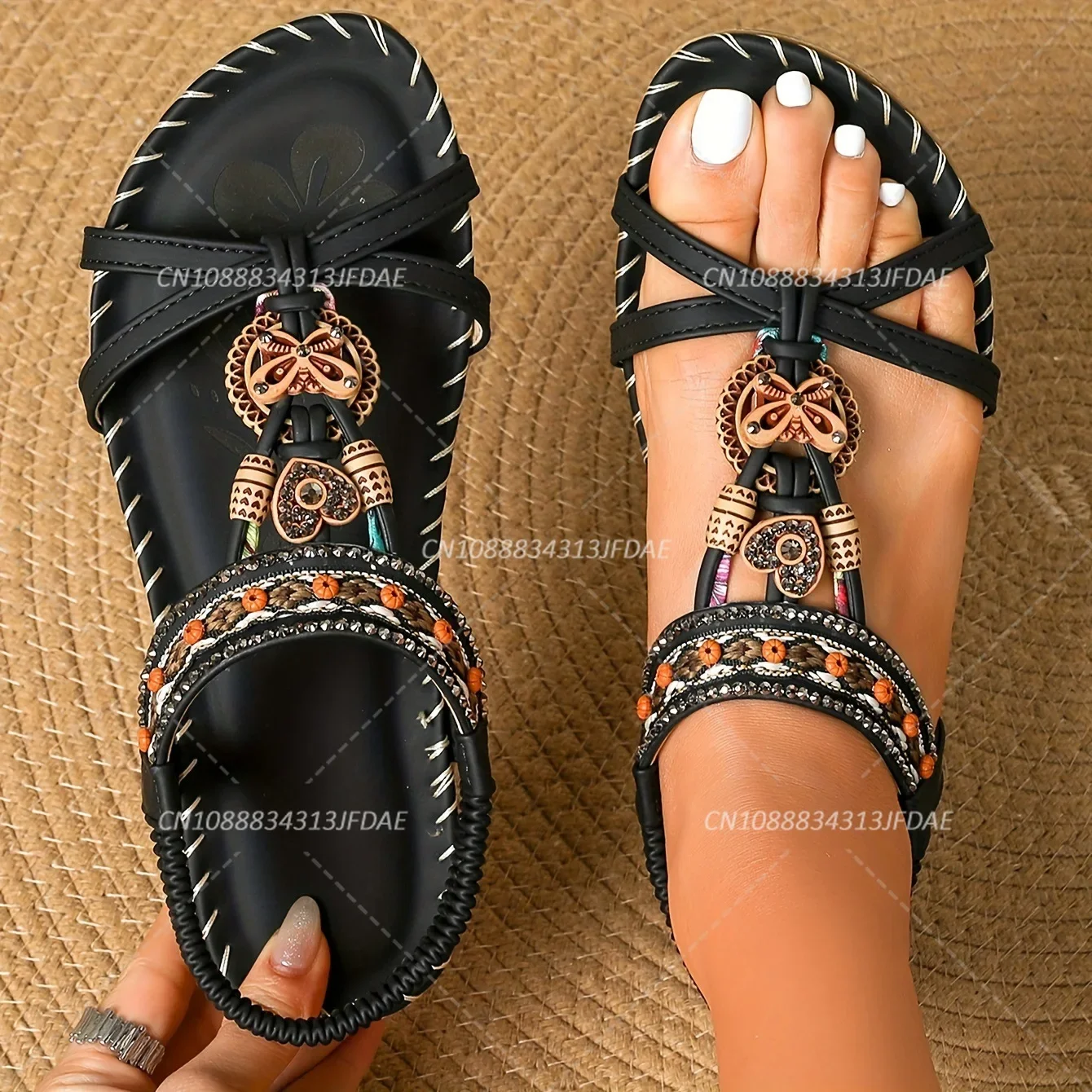 Bohemia Style Women's Sandals Summer Sandals Soft Bottom Low Heels Sandals Shoes Woman Non-slip Shoes Outdoor Footwear view 3