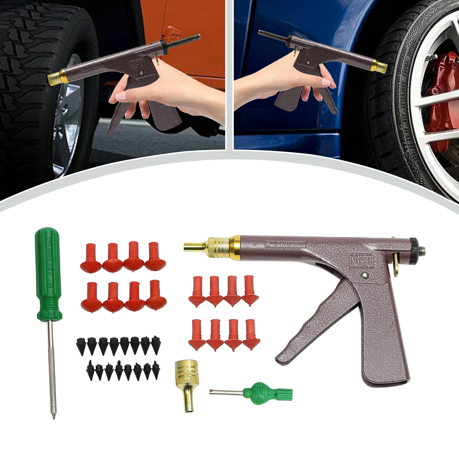 Auto-Reifenreparatur-Werkzeugset mit Pilzstopfen für schlauchlose Reifen, inklusive Aufbewahrungsbox für Auto, Motorrad, Roller – Detail 2