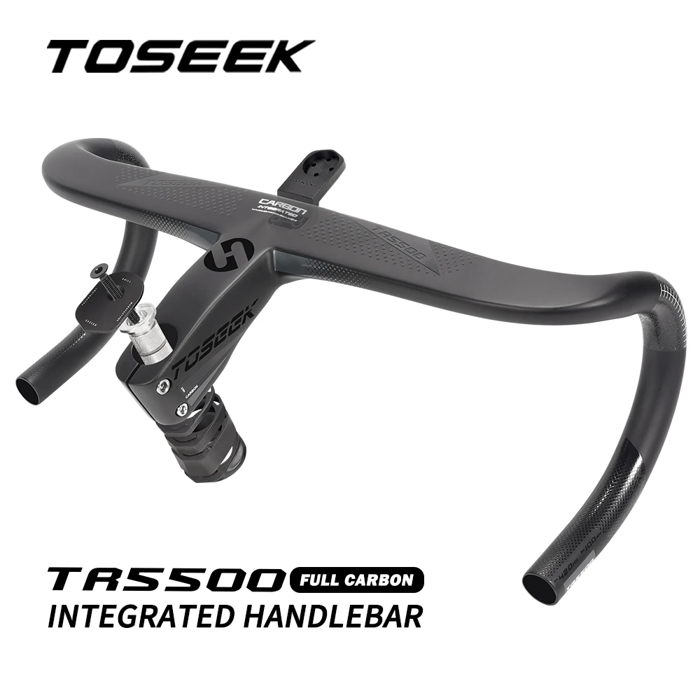 TOSEEK TR5500 자전거 핸들바 T800 카본 핸들바, 통합 로드 핸들바, 28.6mm, 자전거 컴퓨터 홀더 포함