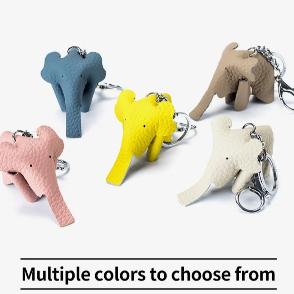 الإبداعية جلد طبيعي محظوظ الفيل المفاتيح اليدوية هدية الفيل قلادة DIY أنماط متعددة معلقة مفتاح