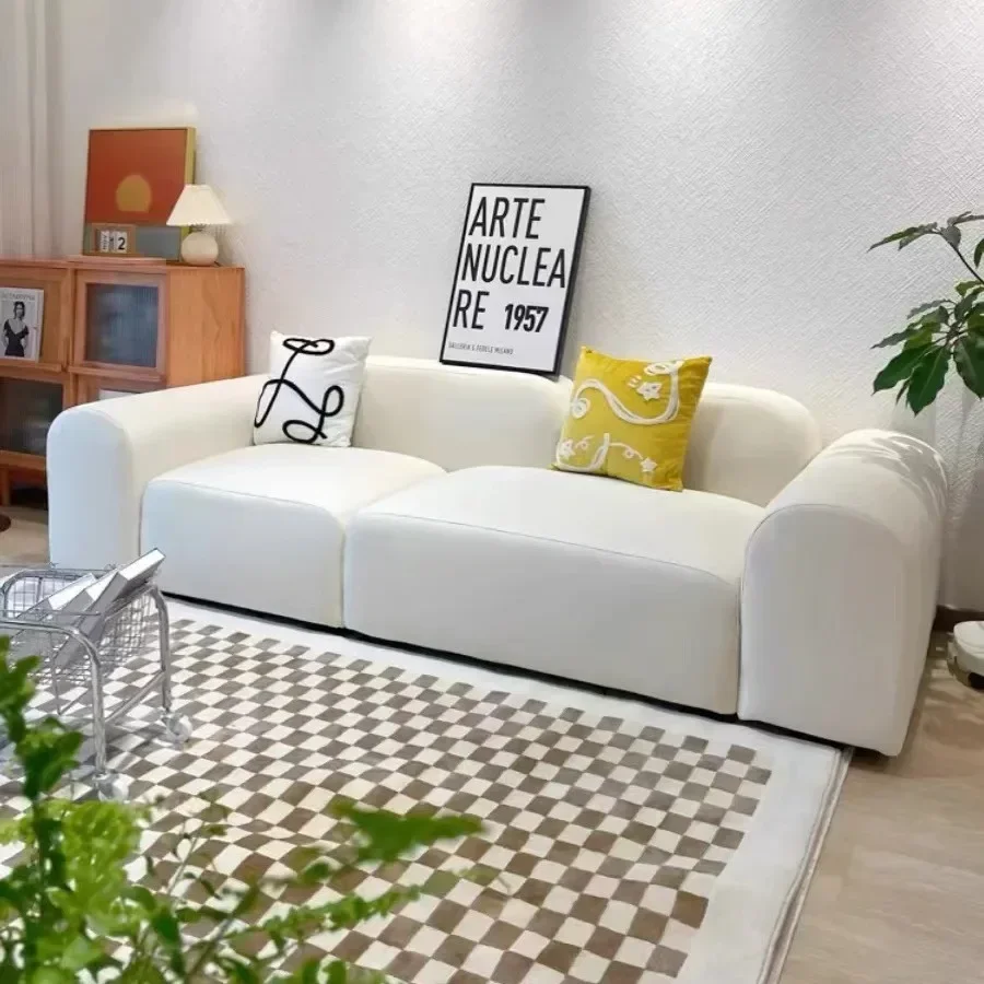 Nordic white fabric ins modern art creative deformation combination sofa tofu imitation combination three-person sofa