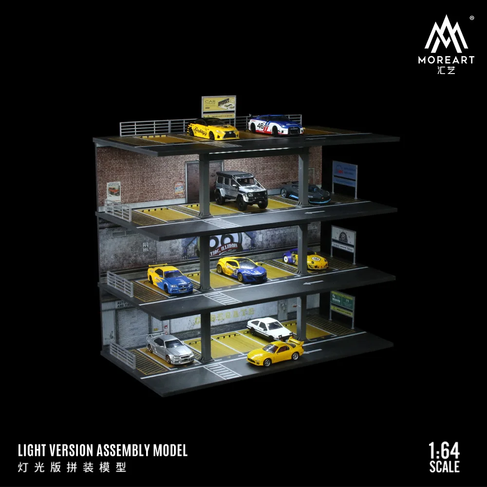 MoreArt/TimeMicro 1:64 American/Japanese style steel frame garage lighting version assembly scene