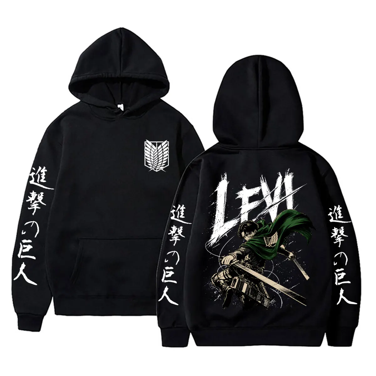 Anime Attack on Titan Levi Ackerman Merch Hoodie Men Women Cartoon Manga Cosplay Sweatshirt Male Retro Oversized Hooded Pullover