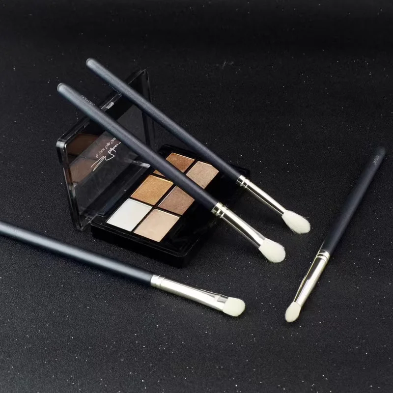 Brocha plana para sombra de ojos, 4 piezas, pinceles para mezclar arrugas, pelo de cabra, sombra de ojos, crema líquida en polvo, herramienta de maquillaje
