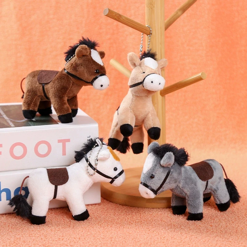 

Long-haired Pony Pendant Soft Brown Horse Plush Horse Doll Stuffed Animal Keychain Girls Bag Pendant Keyring Gifts