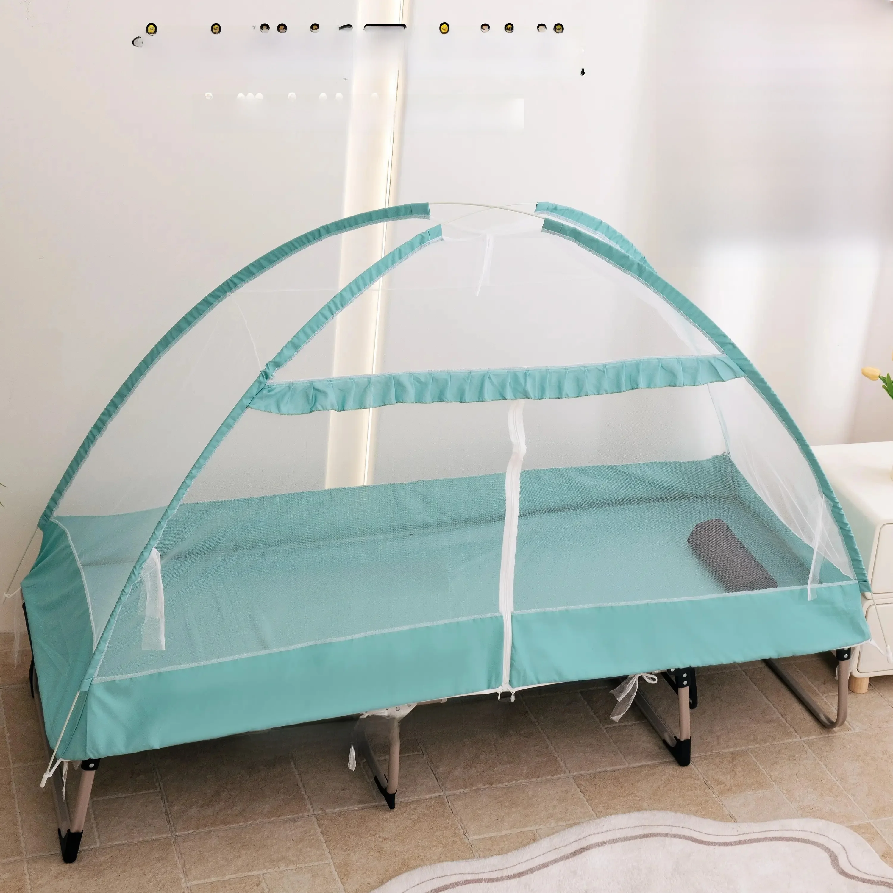 

Foldable Single Bed with Mosquito Net No Installation Required Nap Bed Attendant Bed Military Bed Dormitory Upper And Lower B...