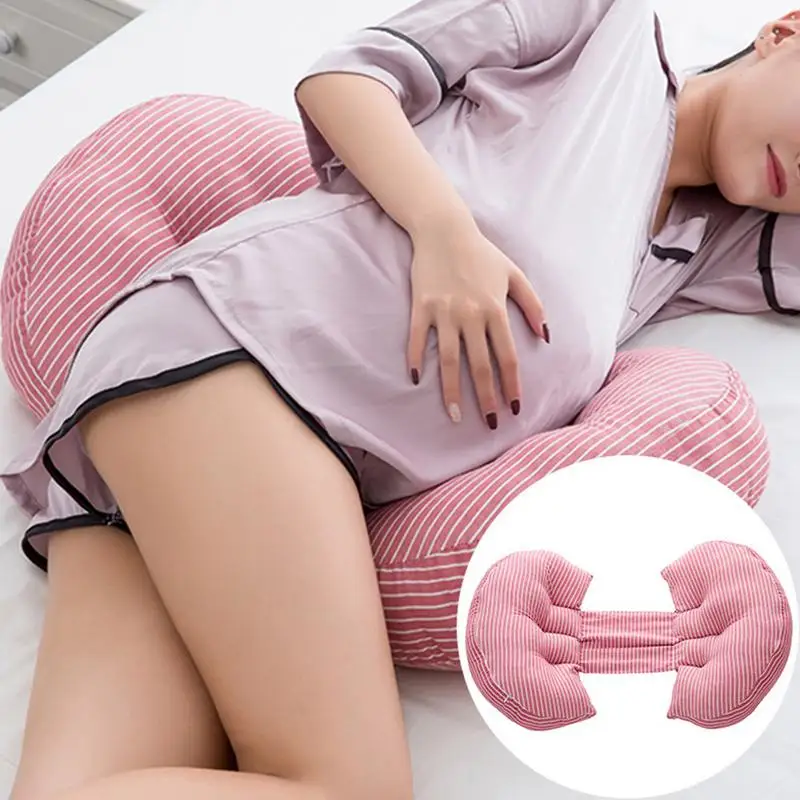 Almohada de apoyo para mujeres embarazadas, almohada de maternidad rellena en forma de U, productos de maternidad multiusos de algodón esponjoso