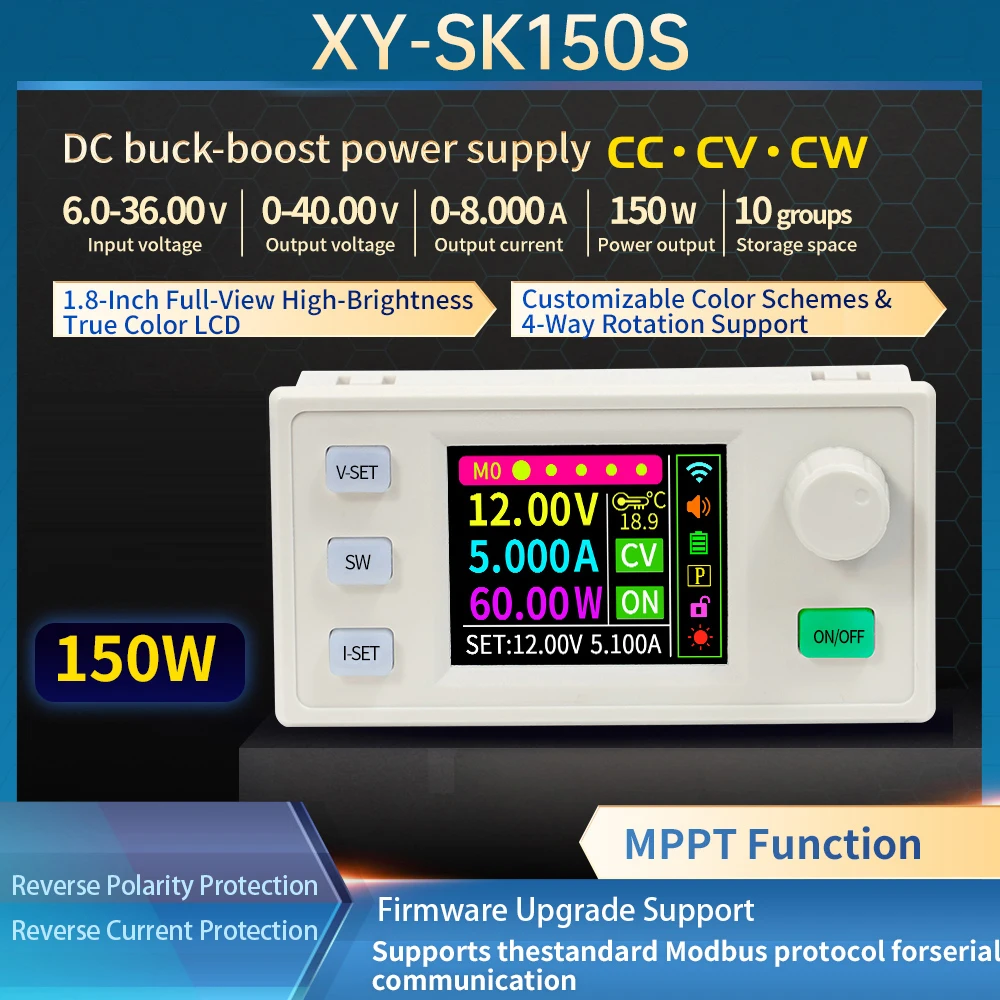 

SK60S/SK150S CNC Adjustable DC Voltage Regulator Power Supply Constant Voltage Current Anti-reverse MPPT Buck Module 60W/150W