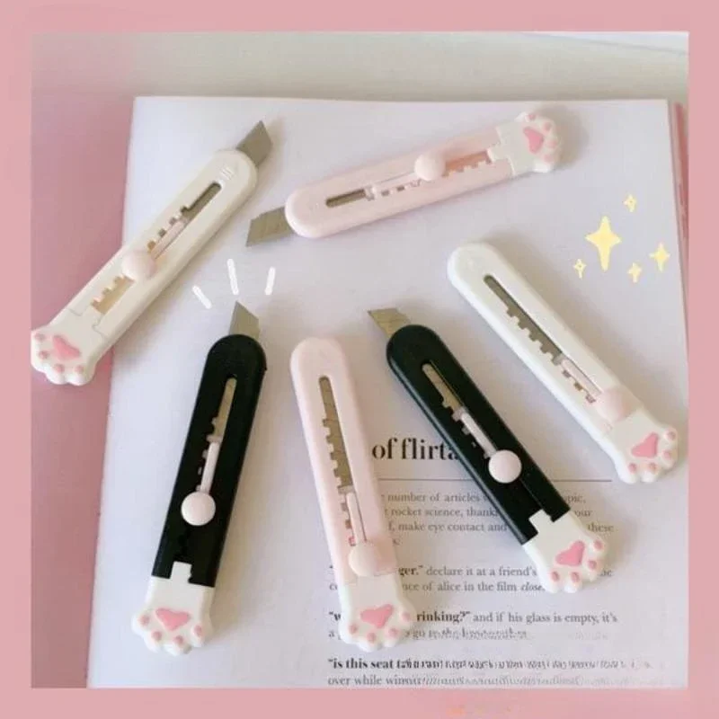 Kawaii Mini Pocket Art Utility Knife Express Box Knife Paper Cutter Craft Wrapping Refillable Blade School Office Stationery