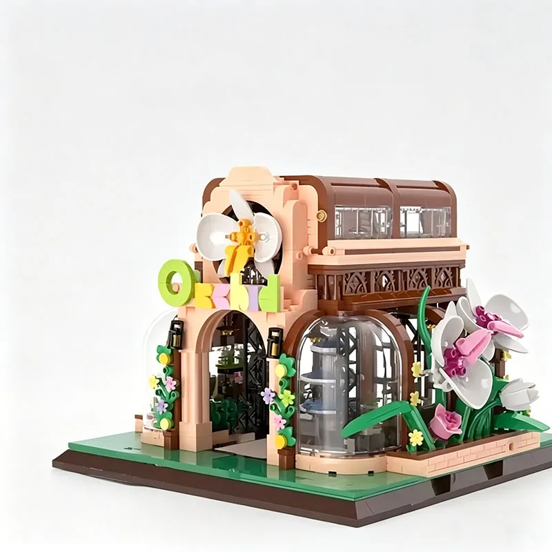 Botanical Orchid Greenhouse Building Blocks Set 2018PCS City Flower Shop Street View Model Bricks Desktop Display Gift for Teens