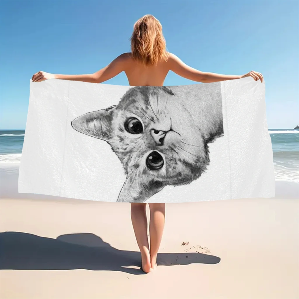 sneaky cat Beach Towel  Poncho Bathing Towels Cover-ups Quick Dry Sand Free Yoga Spa Gym Pool