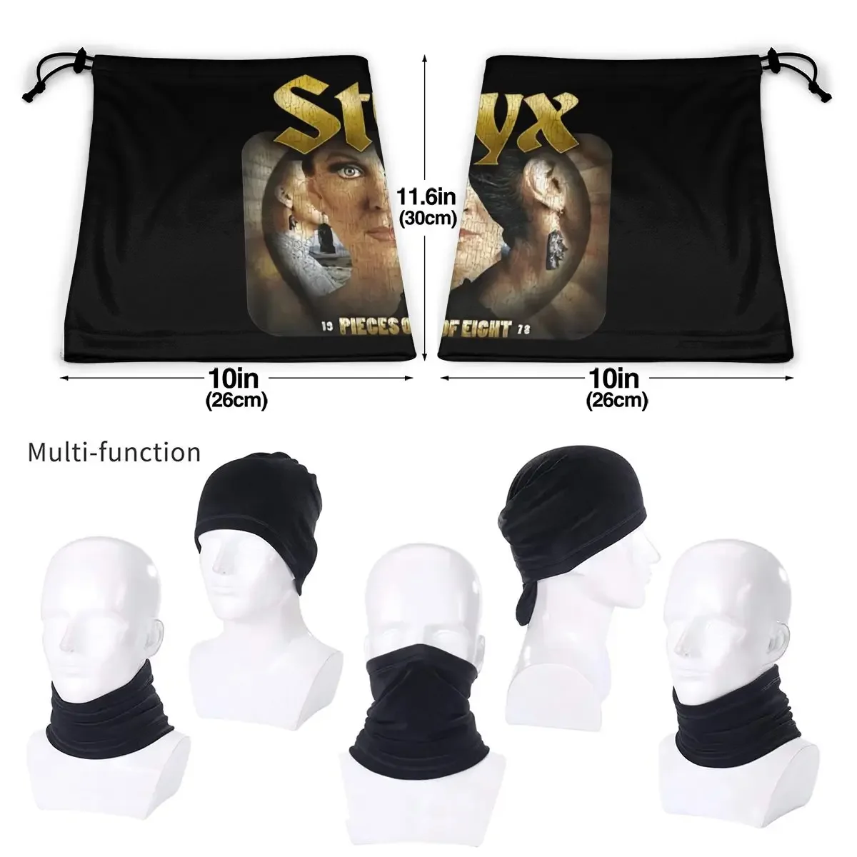 Styx Pieces Of Eight Album Cover 1978 Rock Music Microfiber Neck Gaiter Bandana Scarf Ski Windproof Summer Fishing