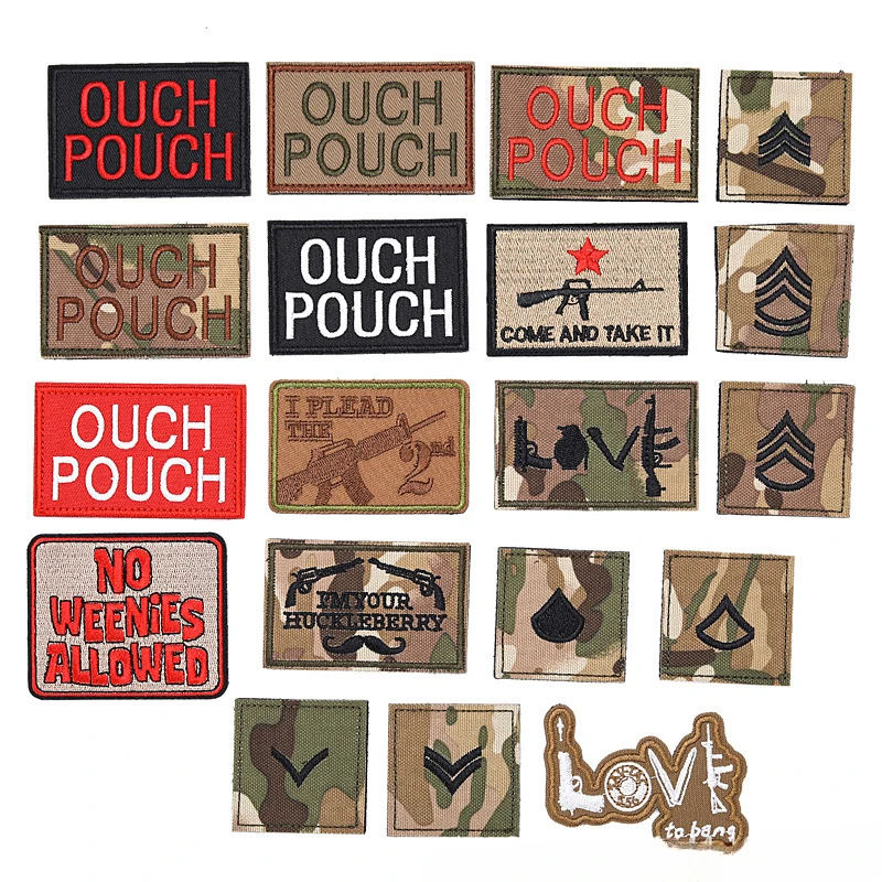 Stickerei Klett verschluss Patches Militär Rang taktische Armbinde Moral Schulter Abzeichen Klett verschluss Jacken Packs Tarnung Zubehör