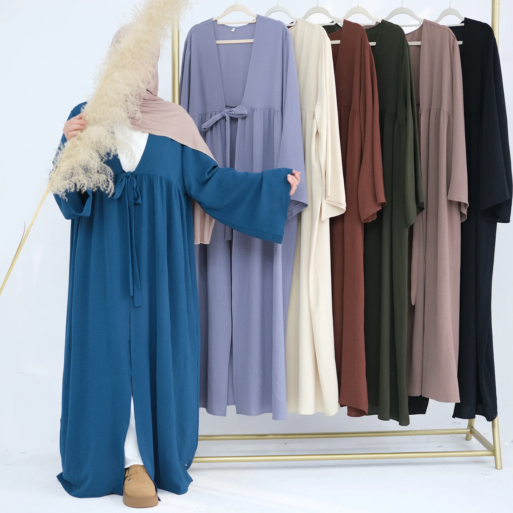 Ramadan Eid Kimono Open Abayas for Women Muslim Dress Turkey Kaftan Robe Femme Musulmane Vestidos Islamic Jalabiya Dubai Caftan