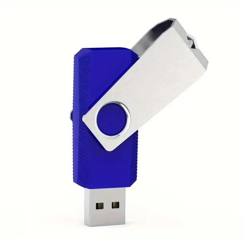 Free Custom Laser Engraving LOGO Silver Metal Clip Blue USB2.0 High-speed Flash Drive 4GB 8GB 16GB 32GB 64GB 128GB