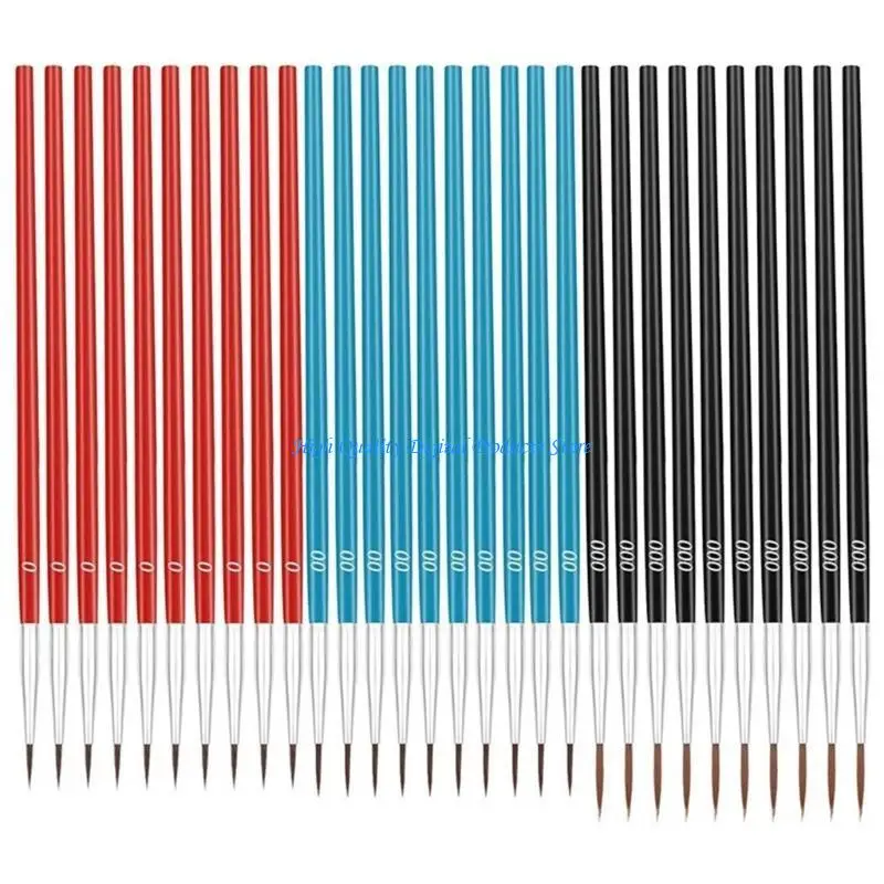 U2JE 30 PCS فرشاة الطلاء التفاصيل الصغيرة مع 3 حجم فرشاة الطرف الطرف الصغير#0#00#000