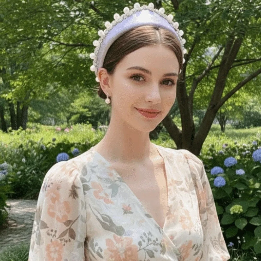 Headwear Irregular Wide Hairband Rhinestone Gorgeous Pearls Sponge Headband Sparkling Waterproof Rhinestone Korean Hair Hoop