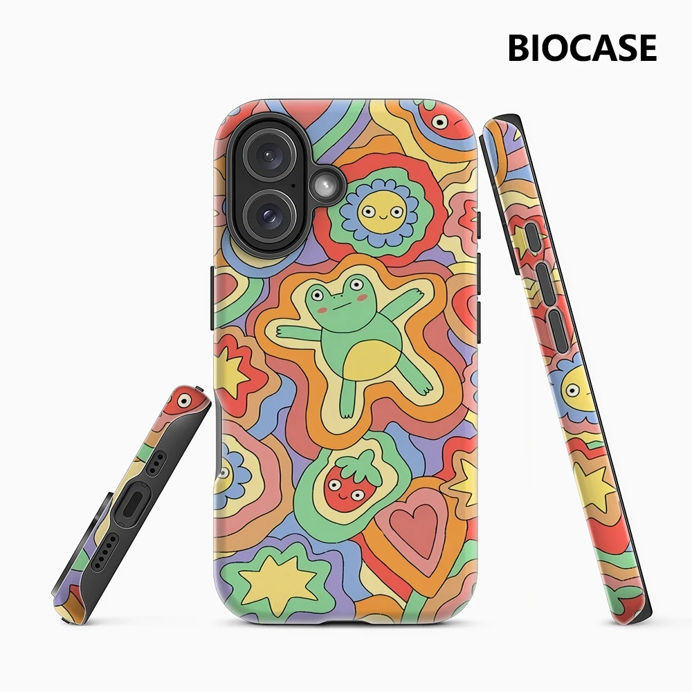 Bunte Cartoon-Froschfrucht IPhone 17 Must-Haves Handyhülle für IPhone 17 16 15 14 13 12 Pro Max Plus Doppelschichtige Rückseite